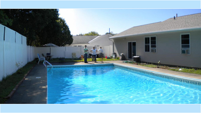 Before: The site contained a pool that our clients wanted to fill and replace with a backyard retreat
